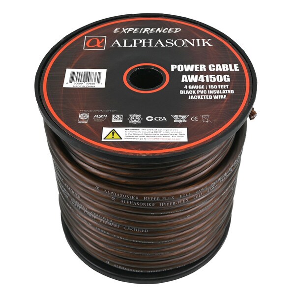 Main product image for Alphasonik AW4150G 4 Gauge Ground Wire Roll 150 ft Black268-716